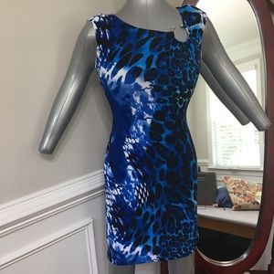 Cache Form Fitted Leopard Print Dress